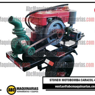 Motobomba Caudal Caracol 4 Pulgadas DIESEL Caudal 140 m3/H sobre remolque